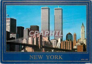 Postcard Modern New York with east river brooklyn bridge