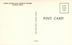 Lindsborg Kansas~Bethany College~Nelson Science Hall~1950s Postcard