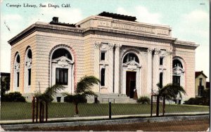 Vintage Postcard Carnegie Library, San Diego, CA JZ1