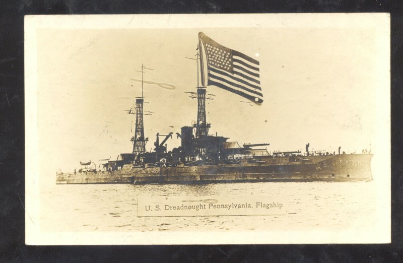 RPPC U.S. NAVY MILITARY SHIP U.S. DREADNAUGHT PENNSYLVANIA REAL PHTOO POSTCARD