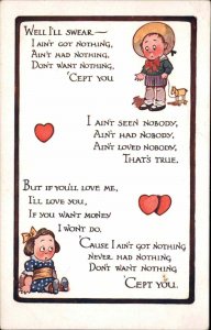 Katchy Series Nursery Rhyme I Ain't Got Nothing Little Boy and Girl Vintage PC