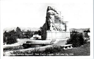 RPPC  SALT LAKE CITY, UT Utah  MORMON BATTALION MONUMENT   c1940s   Postcard