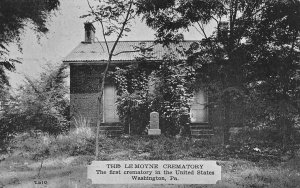 THE LEMOYNE CREMATORY WASHINGTON PENNSYLVANIA MACABRE POSTCARD (c. 1940s)
