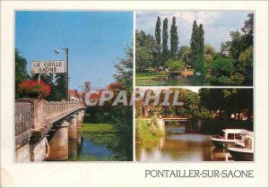 Postcard Modern Pontailler sur Saone (Cote d'Or) and the Saone Entree Harbor ...