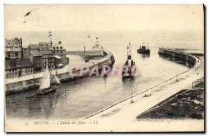 Old Postcard Dieppe The Entrance jetties