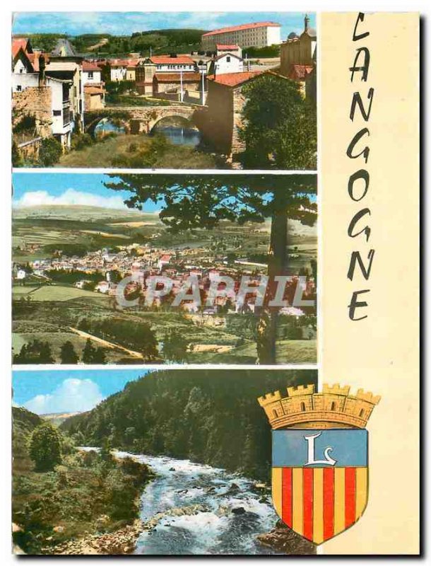 Postcard Modern Langogne Lozere Partial view Climate Station General view Cai...