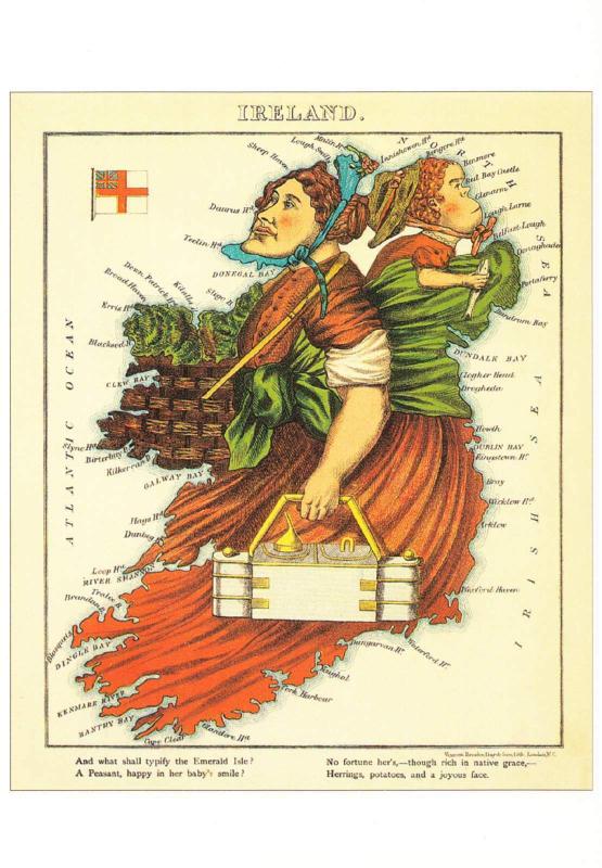 Postcard of Map of Ireland as Peasant Woman by Lilian Lancaster Anthropomorphic