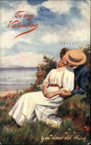 Tuck Oilette Valentine's Day Couple Kissing No 9660 c1910 Vintage Postcard