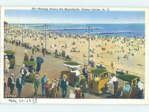 Damaged by tape on back Linen BEACH Coney Island - Brooklyn New York NY G6185