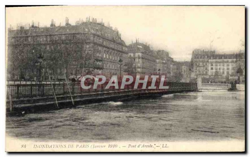 Postcard Ancient Floods of Paris January 1910 Bridge of Arcola