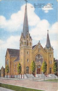 Escanaba Michigan~St Patrick's Church~Gothic Styl Building~1940s Postcard