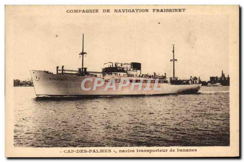 Old Postcard Boat Ship Cape banana carrier vessel Fins