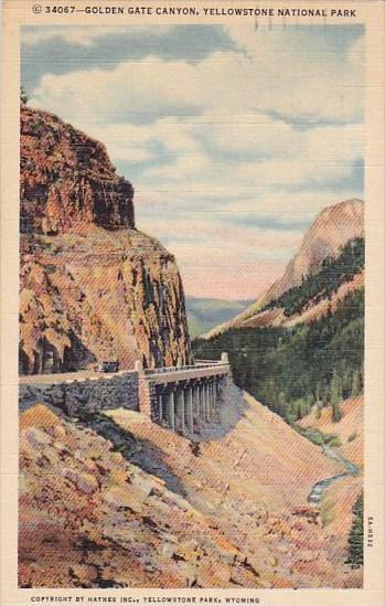 Wyoming Yellowstone National Park Golden Gate Canyon 1946