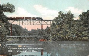 B. AND O. RAILROAD TRAIN BRANDYWINE WILMINGTON DELAWARE POSTCARD (c. 1910)