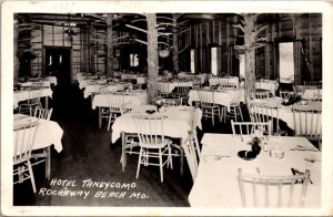 Real Photo Postcard Dining Room at Hotel Taneycomo in Rockaway Beach, Missouri