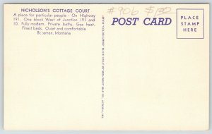 Bozeman MT~Nicholson's Cottage Court~Roadside Motel~Particular People~1950 Linen 