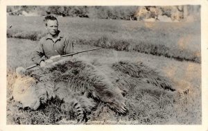 RPPC Alaska Kenai Peninsula Hunter Rifle Bear c1910s Vintage Photo Postcard