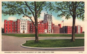 Vintage Postcard 1933 University Hospital State University Building Iowa City IA