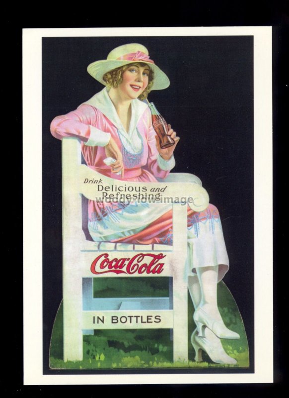 ad3914 - Coca-Cola - Young Lady on a Bench drinking Coke, Modern Advert postcard