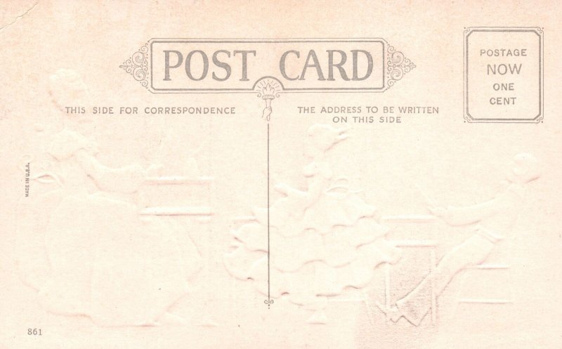 Vintage Postcard Greetings to a Real Friend Drawing Writing and Reading Letter 