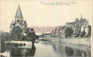 Old Postcard Metz Le Quai Saint Louie and the Temple