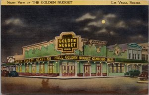 Night View of the Golden Nugget Las Vegas Nevada Postcard PC491