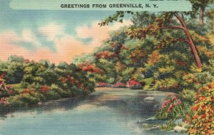 Vintage Postcard Greetings From Greenville New York NY Riverside Attractions