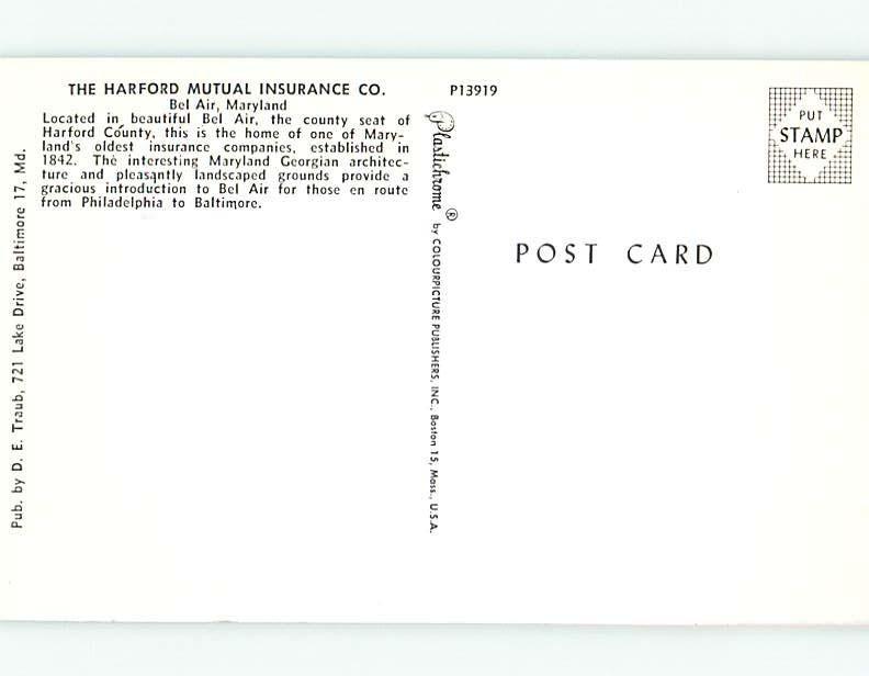 Unused Pre-1980 HARTFORD MUTUAL INSURANCE COMPANY Bel Air Maryland MD hn3058@