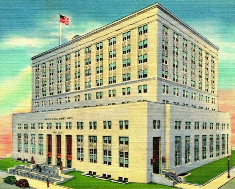 Kansas Stadt MO Missouri US Court Haus Und Post Büro Unp Vtg Leinen Postkarte