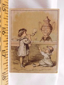 Victorian Trade Card Dilworth's Coffee Child Blowing Bubbles Baby Coffee Urn F25 