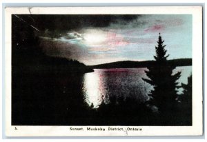 1949 Sunset Muskoka District Ontario Canada Multiview Vintage Postcard 