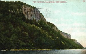 Vintage Postcard 1907 Terrace Palisades Cliff Hill Mountains Rocks New Jersey NJ