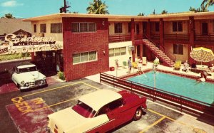 Sandman Motel - Miami, Florida - Vintage Postcard Classic Cars