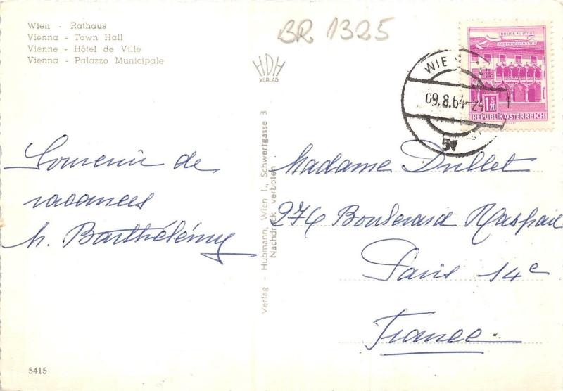 BR1325 Austria Vienna Town Hall
