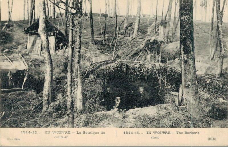 Military 1914-15 the barber's shop WW1 02.84