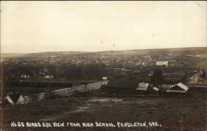 Pendleton OR Birdseye View From School c1910 Real Photo Postcard