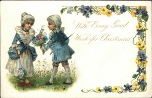 Christmas Victorian Children Tuck Unsigned Frances Brundage c1905 Postcard