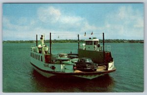 Prescott Ontario - Ogdenburg New York Car Ferry, Vintage Chrome Postcard, NOS