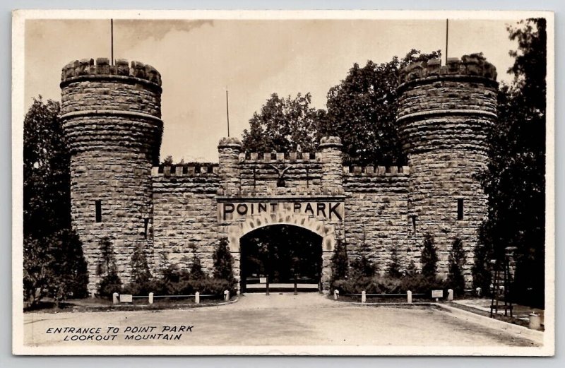 RPPC Chattanooga TN Entrance To Point Park Lookout Mountain Postcard V29