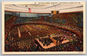Kansas City Missouri~Main Arena @ Municipal Auditorium~Vintage Linen Postcard