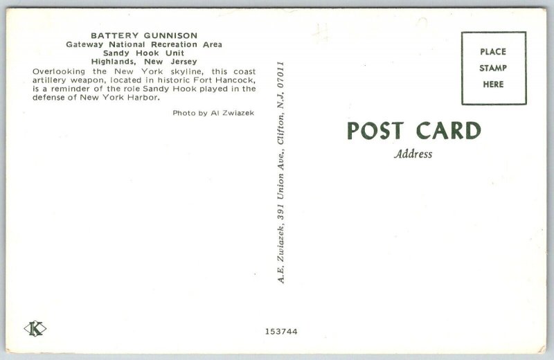 Highlands NJ Sandy Hook Battery Gunnison 1960s postcard