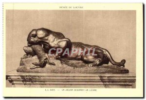 Old Postcard Paris Louvre Museum Barye A L A jaguar devouring a hare (tiger l...