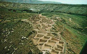 Vintage Postcard Aerial View Tuzigoot Ruin Hilltop Pueblo Clarkdale California