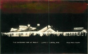 Gateway Inn Night Land O Lakes Wisconsin Maid 1930s RPPC Photo Postcard 20-7810