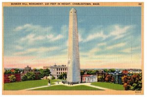 Bunker Hill Monument Erected 1825-1843 Charlestown Massachusetts Postcard