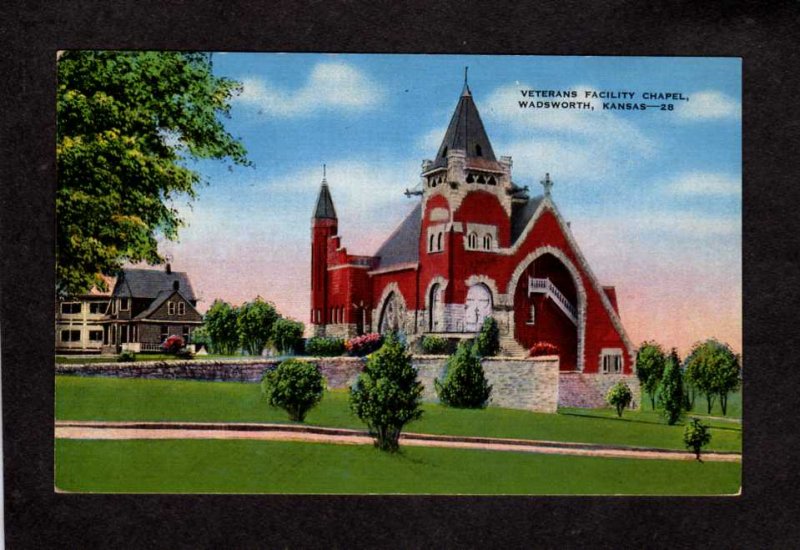 KS VA Veterans Administration Chapel Wadsworth Kansas Postcard Linen