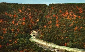 Postcard Aerial View Blue Mountain Tunnel Scenic Highway Pennsylvania Turnpike