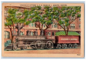 Winnipeg Manitoba Canada Postcard CPR Engine 1 Countess of Dufferin c1930's