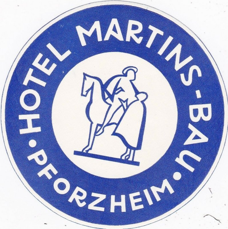 Germany Pforzheim Hotel Martins Bau Vintage Luggage Label sk3813