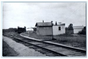 c1960 Cordova Iowa IA Vintage Exterior Train Depot Station RPPC Photo Postcard